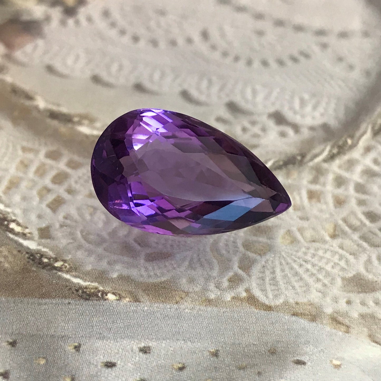 Gorgeous! 10 Carat 19x11mm Pear Purple Amethyst Loose Gem Wholesale Gemstone Faceted Unmounted February Birthstone Large ct Quartz