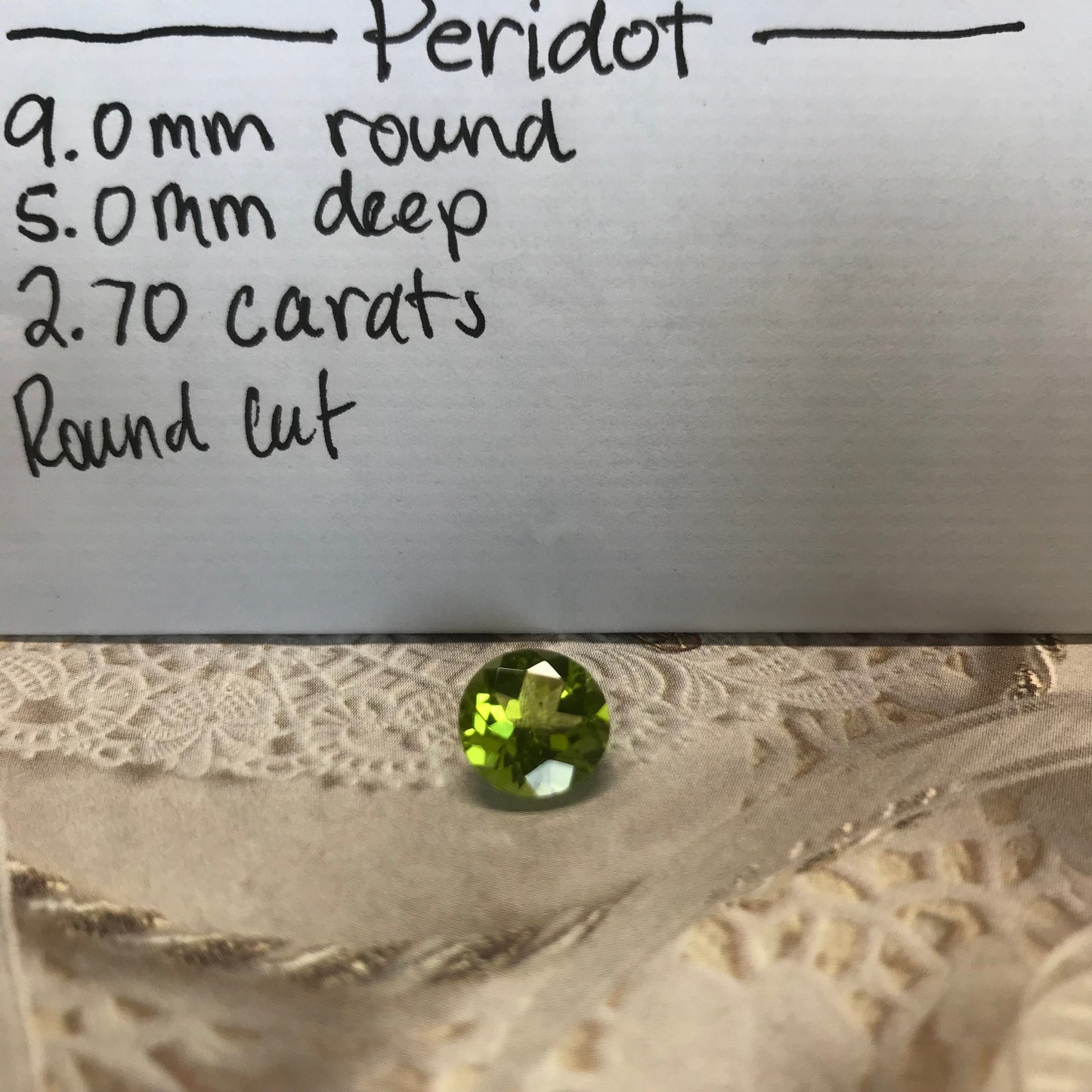 Green Peridot 9mm Round Cut 2.70 carat Loose Natural Gem August Birthstone for Jewelry Making Faceted Unmounted Gemstone, Natural Peridot