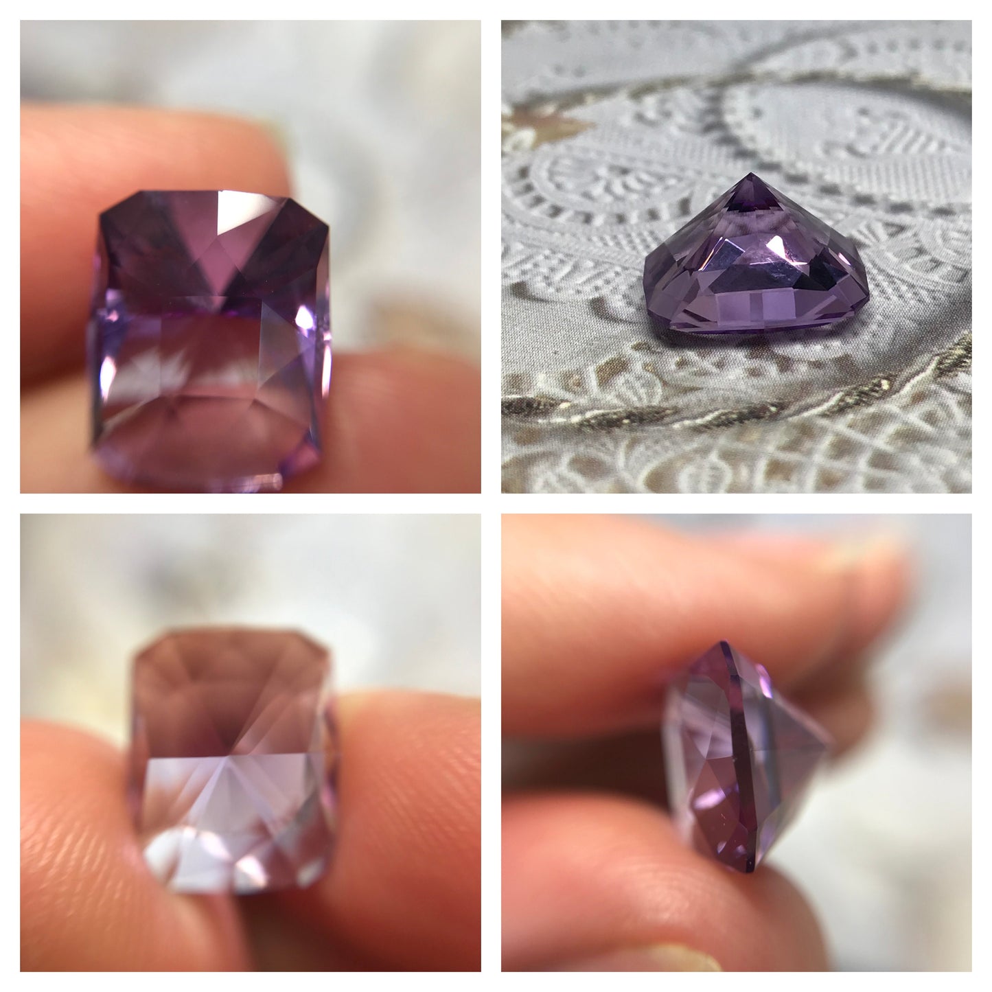 14x11.5mm Purple Amethyst 8 Carat Rectangle Custom Cut -Tesselation 13 by Akhavan (modified)- Faceted Loose Unmounted Gemstone US Cut/Seller