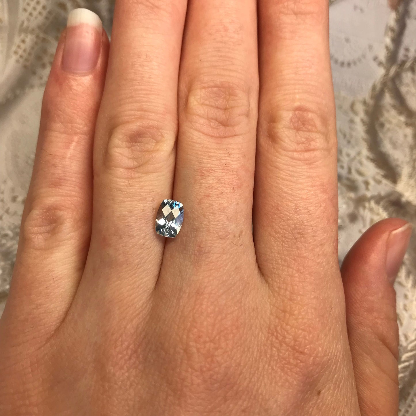 One 7x5mm light Blue Aquamarine 0.80 Carats Checkerboard Rectangle Cushion Cut Loose Gem Faceted Gemstone Beryl March Birthstone