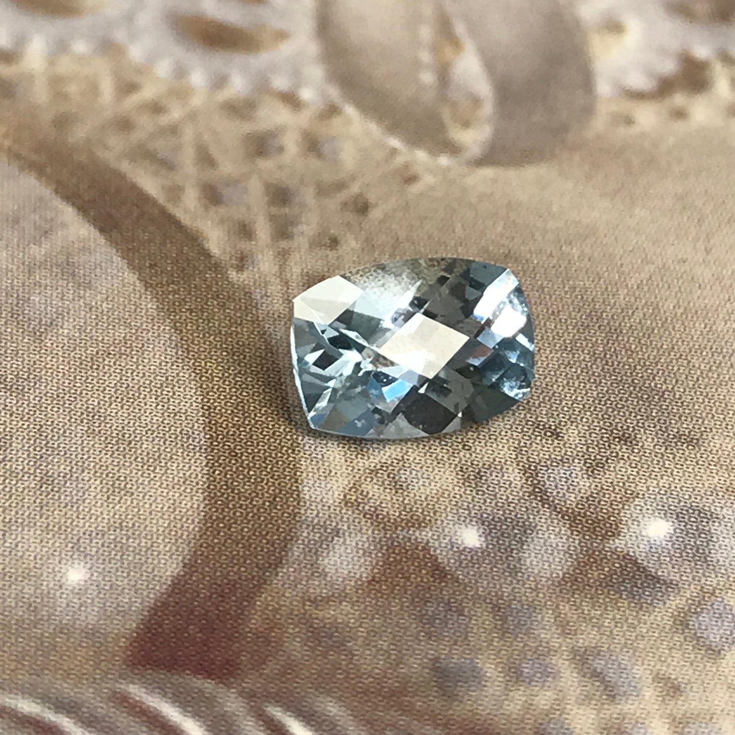 One 7x5mm light Blue Aquamarine 0.80 Carats Checkerboard Rectangle Cushion Cut Loose Gem Faceted Gemstone Beryl March Birthstone