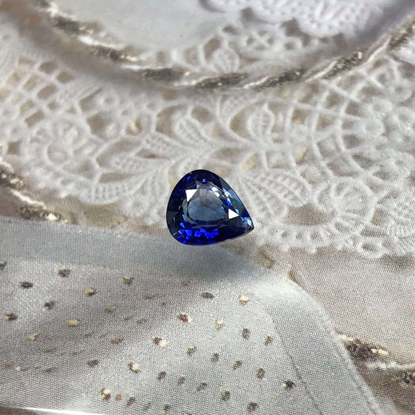 1.68 Carats Natural Blue Sapphire 7.7x6.7mm Pear Unique Corundum Wholesale Gem Faceted Loose Gemstone