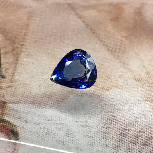 1.68 Carats Natural Blue Sapphire 7.7x6.7mm Pear Unique Corundum Wholesale Gem Faceted Loose Gemstone
