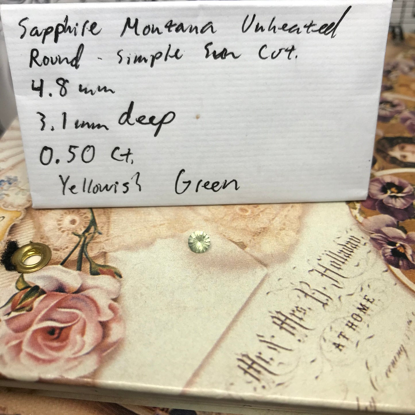 Reserved For Rebecca 5mm Montana Sapphire 0.50 Carat Unheated Light Green Yellow Round Cut, American Faceted, 4.8mm