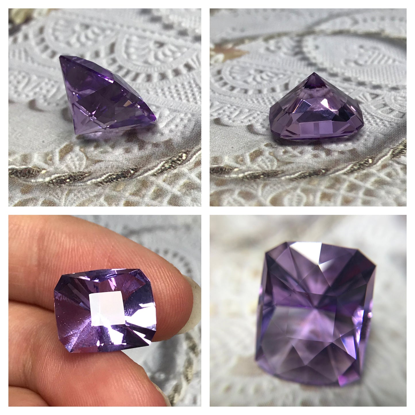 14x11.5mm Purple Amethyst 8 Carat Rectangle Custom Cut -Tesselation 13 by Akhavan (modified)- Faceted Loose Unmounted Gemstone US Cut/Seller