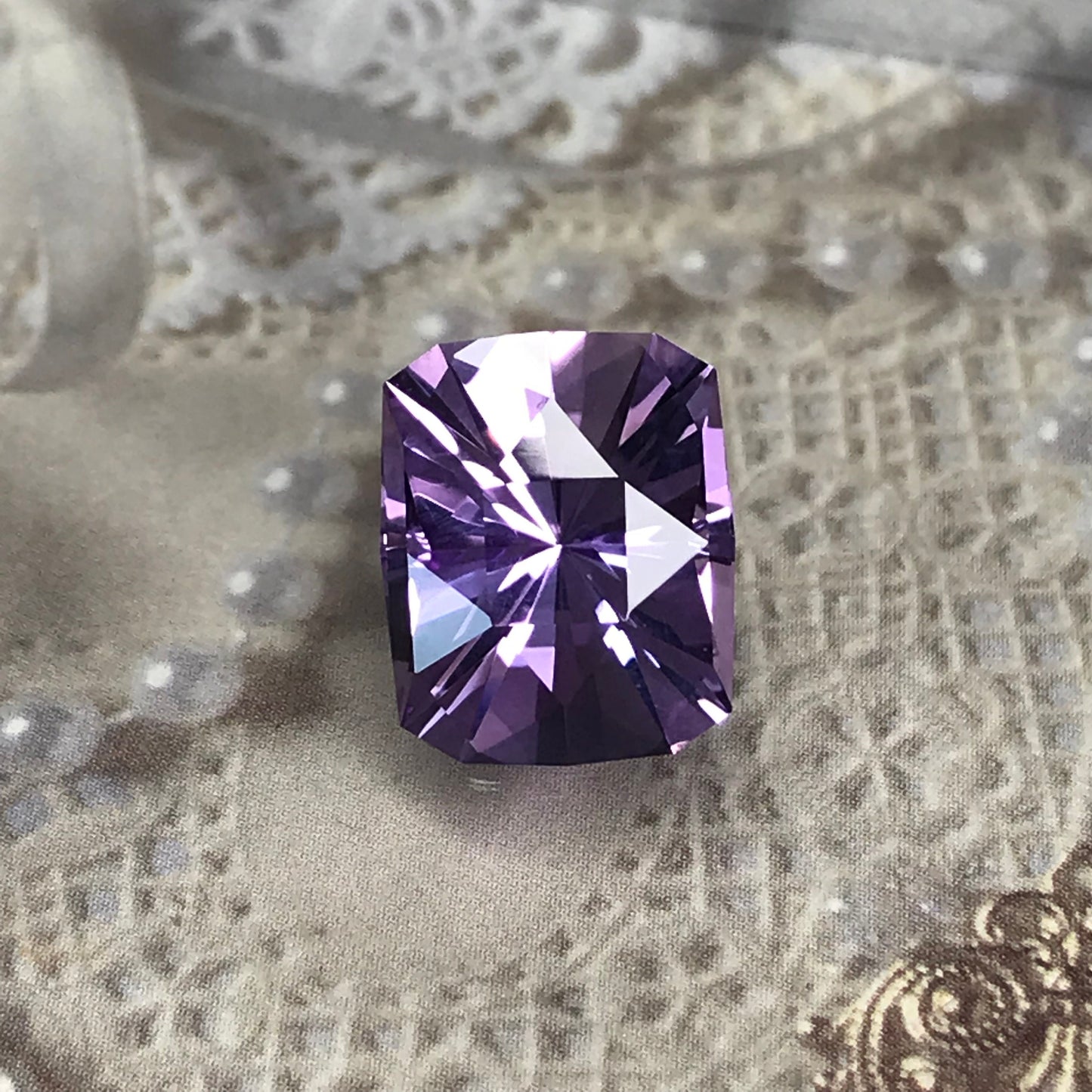 14x11.5mm Purple Amethyst 8 Carat Rectangle Custom Cut -Tesselation 13 by Akhavan (modified)- Faceted Loose Unmounted Gemstone US Cut/Seller