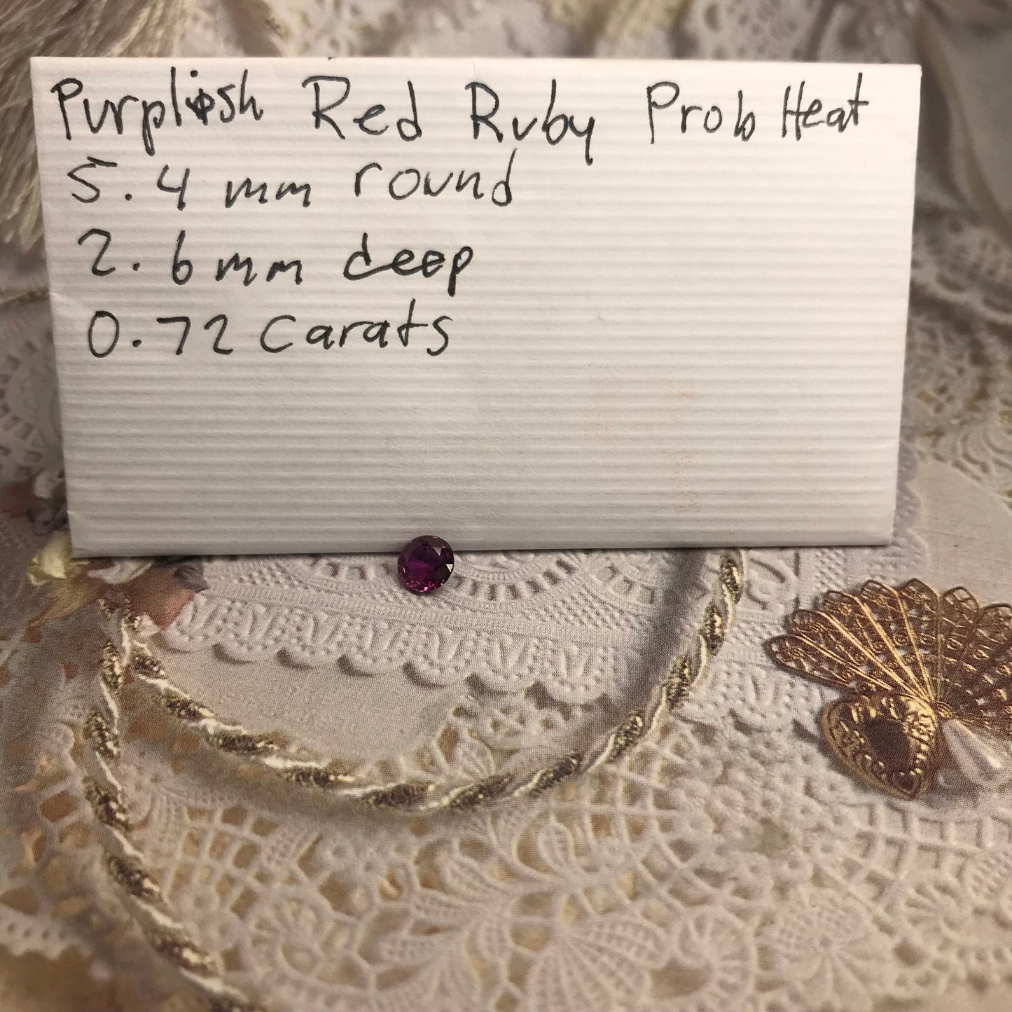 5.4mm Round Natural Ruby 0.72 Cts Heated Ruby Loose Faceted Shallow Round Cut Gem Corundum Purple Red Ruby July Birthstone Earth Mined 5mm