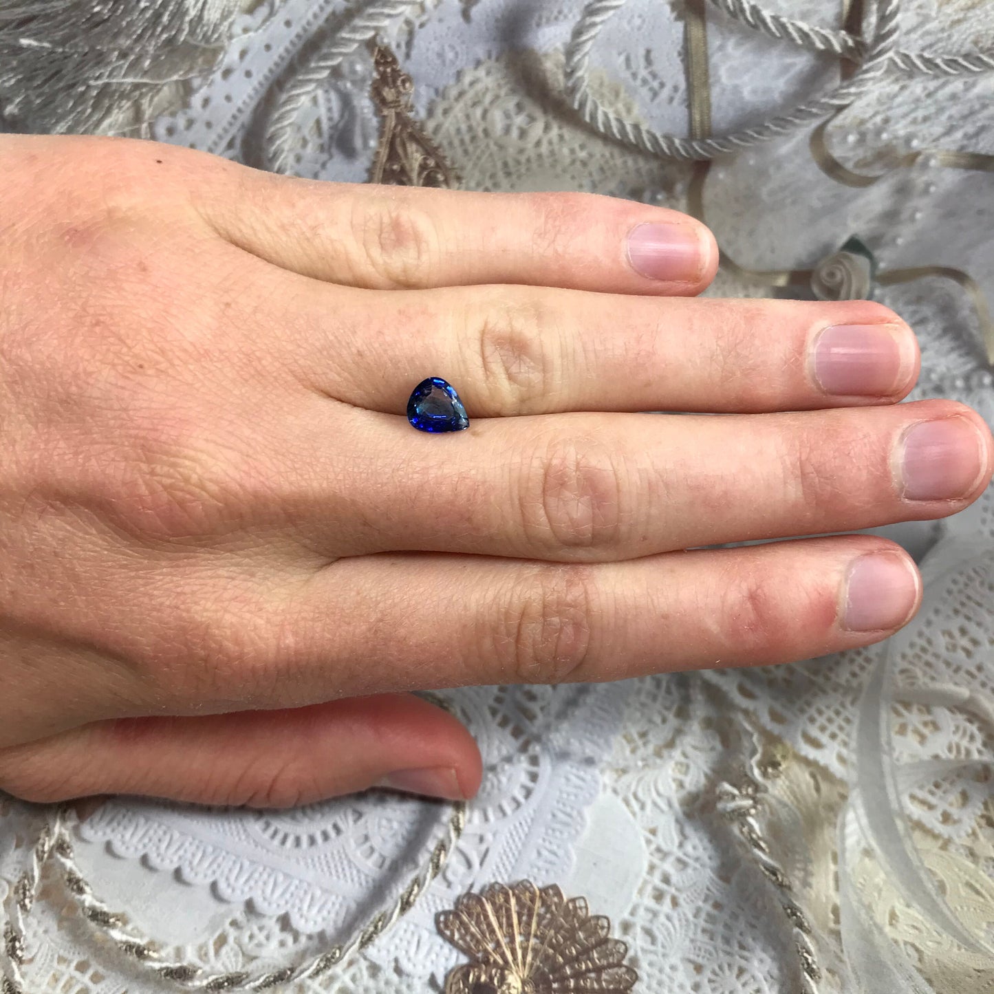 1.68 Carats Natural Blue Sapphire 7.7x6.7mm Pear Unique Corundum Wholesale Gem Faceted Loose Gemstone