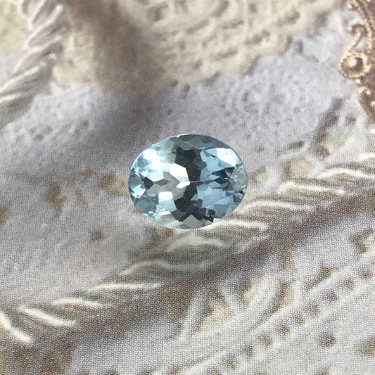 Sky Blue Aquamarine 9x7mm 1.43 Carat Light Blue Oval Cut Natural Loose Gem Faceted Gemstone Beryl March Birthstone Tested Wholesale Gem