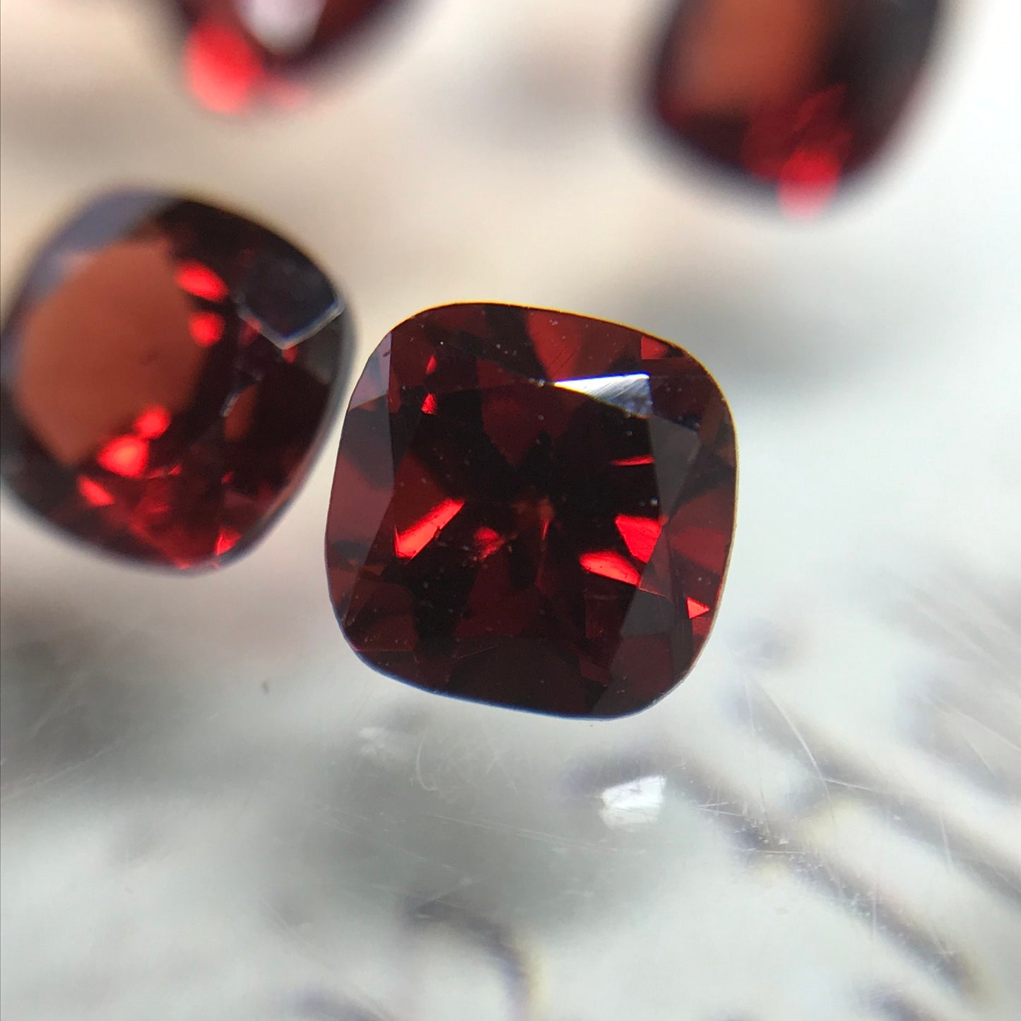 One Garnet 5mm Cushion Cut Faceted Loose Stones Unmounted Gemstone Red Flowing Gems Approx 0.75ct Garnet