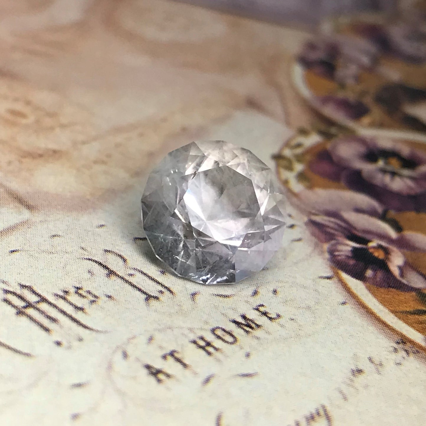 Round Brilliant Fluorite 7.30 Carat 11.6mm Round, Faceted Loose Unmounted Light Greyish Gemstone US Cut, Natural Faceted Fluorite Crystal