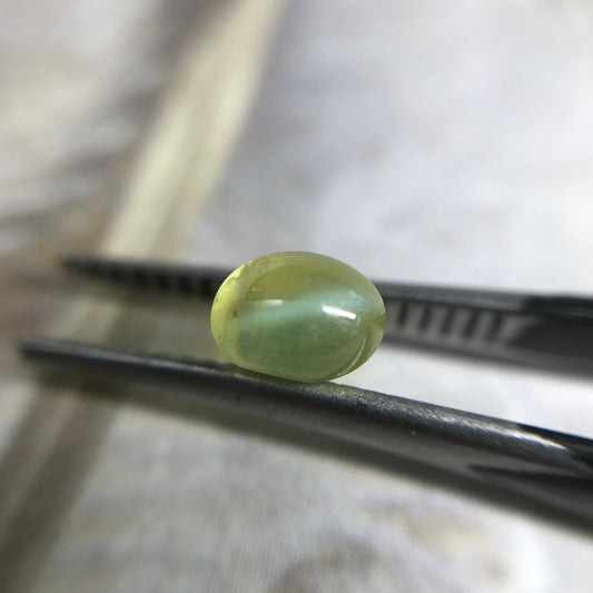 Natural Cat's Eye Chrysoberyl 1 Carat 5.4x4 mm Oval Unmounted Loose Cabochon Yellow Green Honey Colored Real Rare Gemstone Flowing Gems