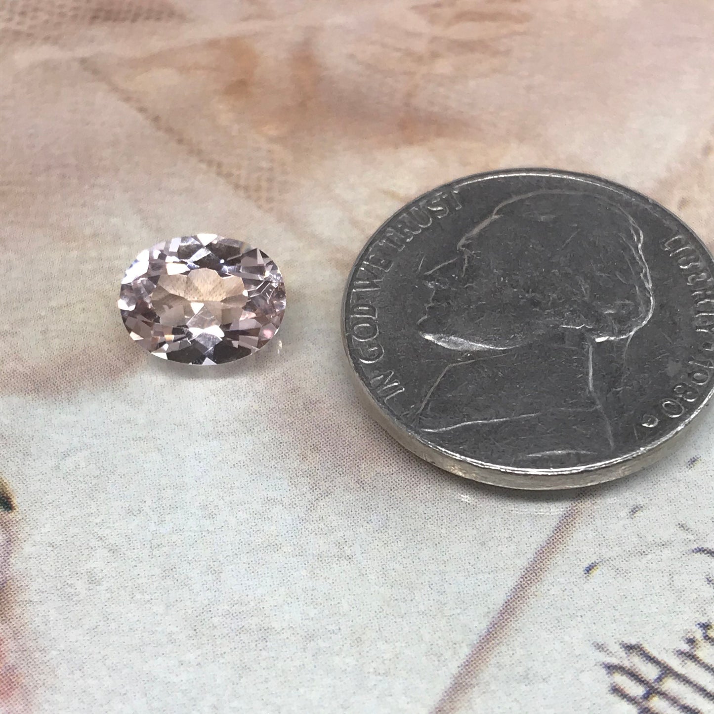 Morganite 1.77 cts 9x7mm Oval Cut Light Peach Pink Color Faceted Gem Loose Beryl Gemstone Unmounted Stone 7x9mm US Seller Flowing Gems