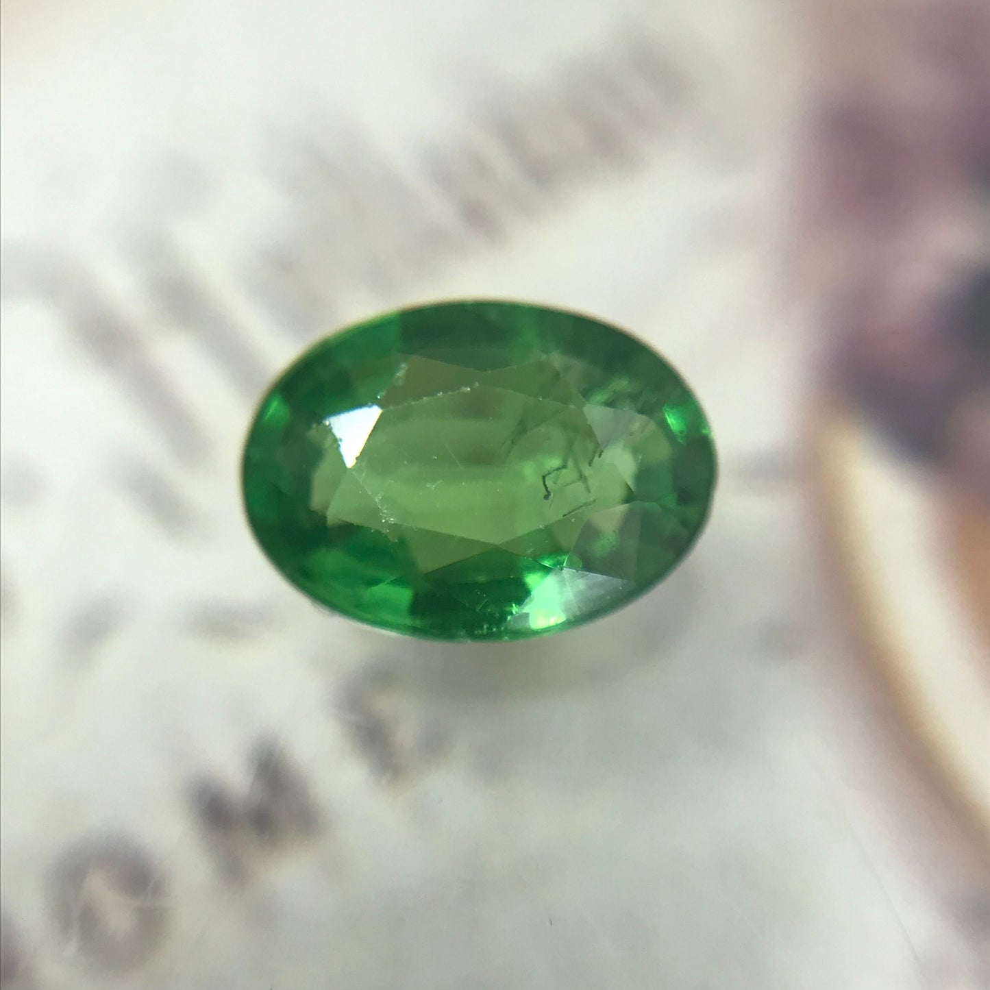 Natural Tsavorite Garnet 0.91 carats 7x5mm Faceted Oval cut