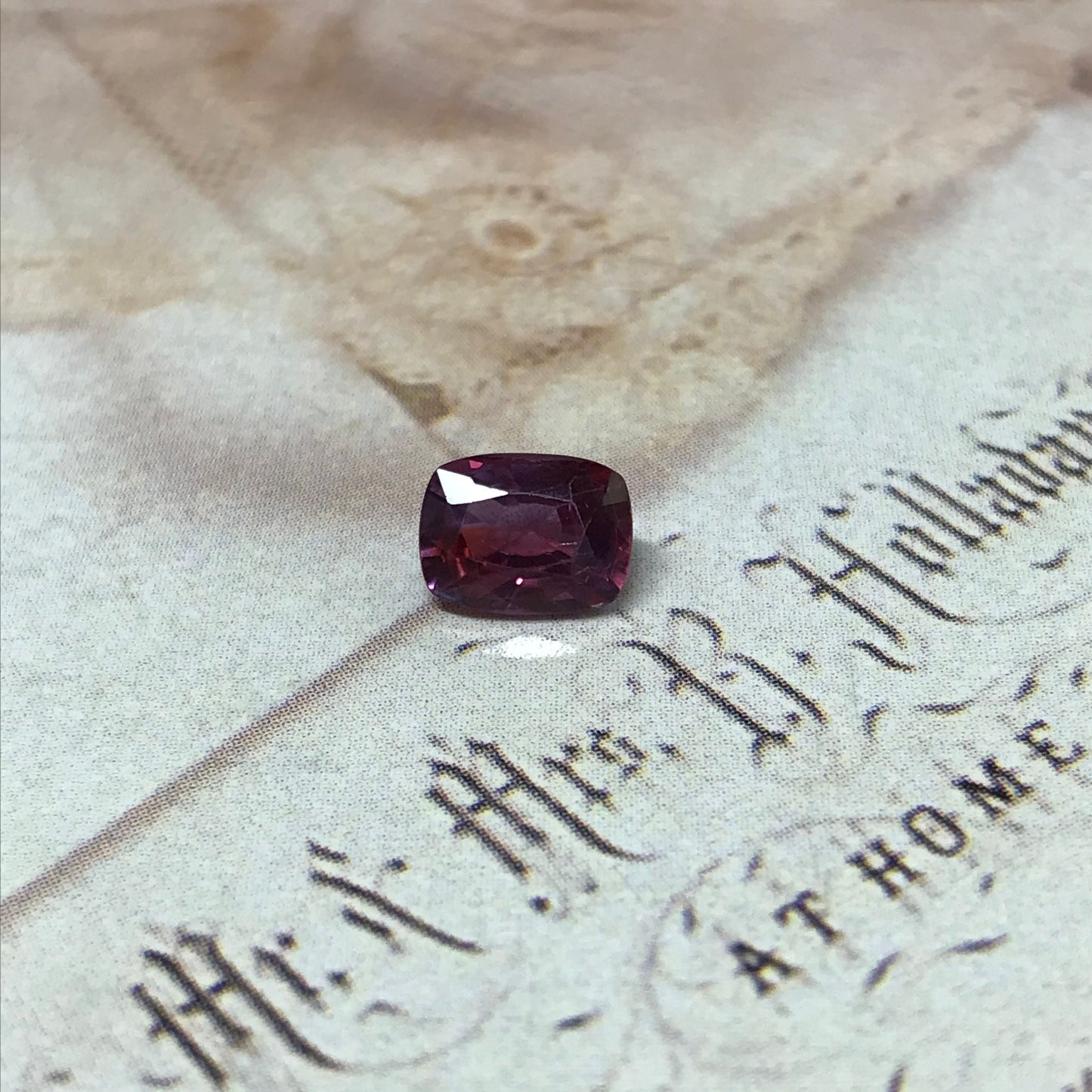 1.50 carats Purple Red Sapphire Certified cushion cut faceted gemstone loose 5.73x7.53 Heated gemstone