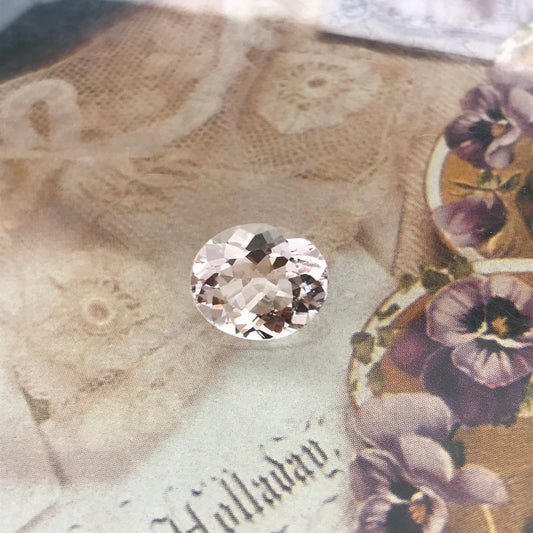 Peach Pink Morganite 12x10mm 4.39 Carat Oval Cut Faceted Loose Gemstone Unmounted Gem, For Engagement Ring, Loose Oval Natural Morganite