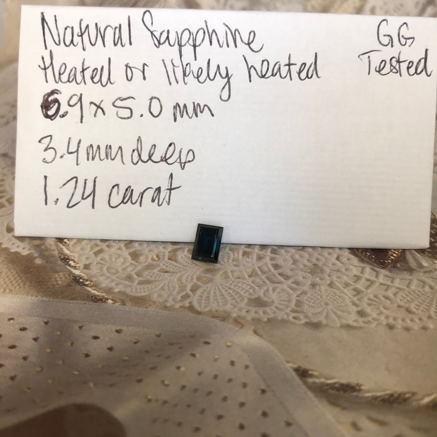 Natural Blue Sapphire 1.24 Carats Rectangle Cut 7x5mm Corundum Faceted Loose Unmounted Gemstone Earth Mined Heated Sapphire