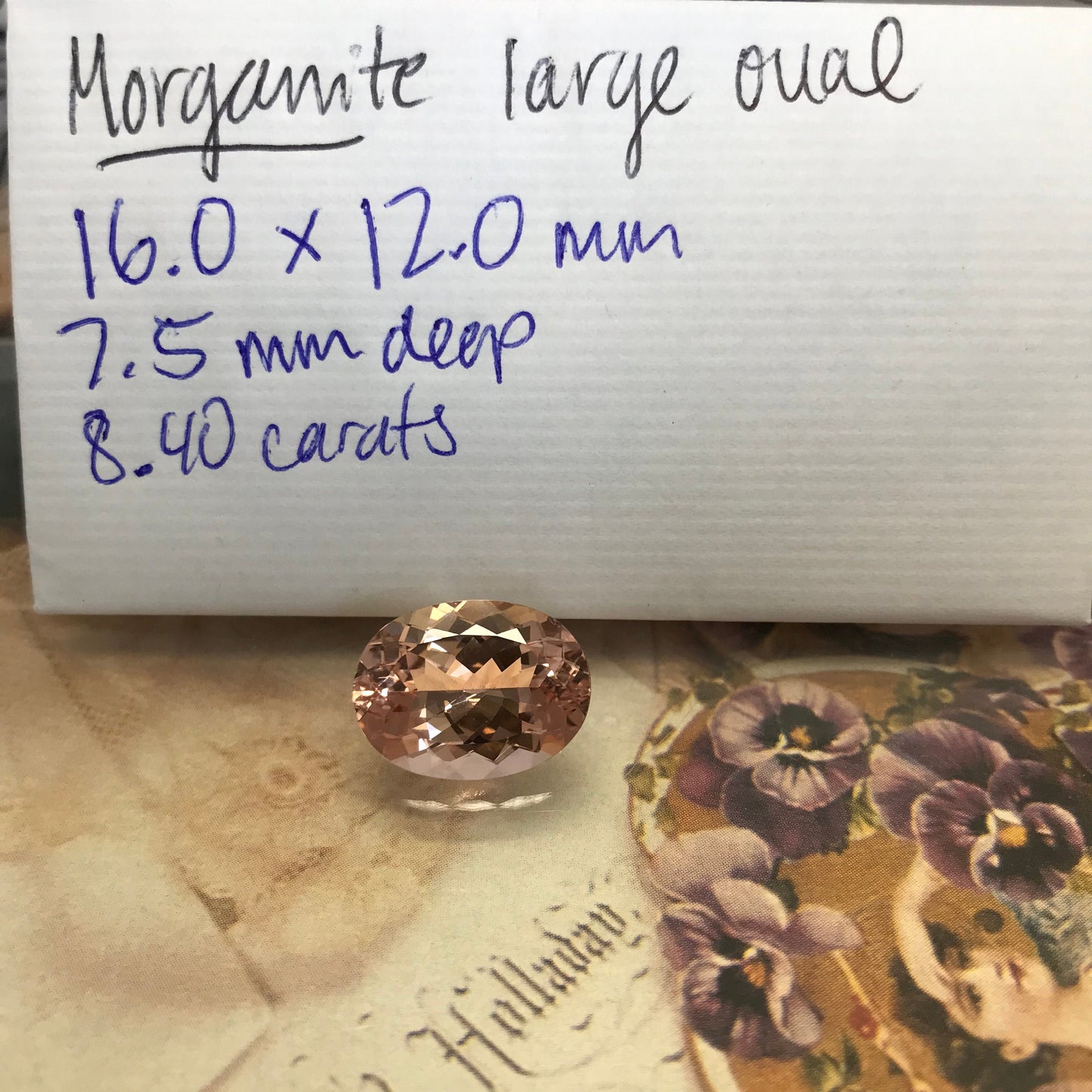 8.40 Carat Peach Pink Morganite 16x12mm Oval Cut Loose Gem Unmounted Gemstone Beryl Peachy Pink Morganite Large Faceted Stone