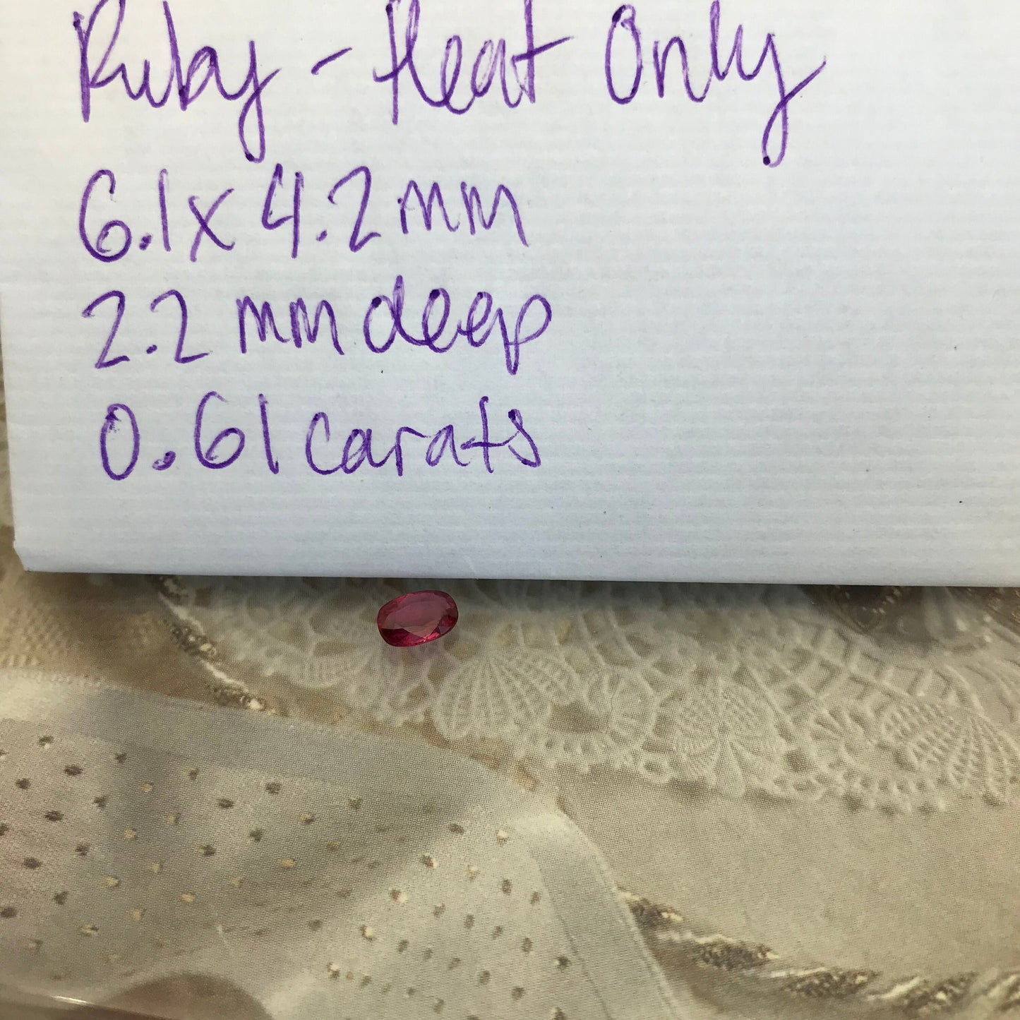 0.61 Carat Natural Ruby Heat Only 6x4mm Loose Gemstone Oval/Cushion Cut Purple Red July Birthstone