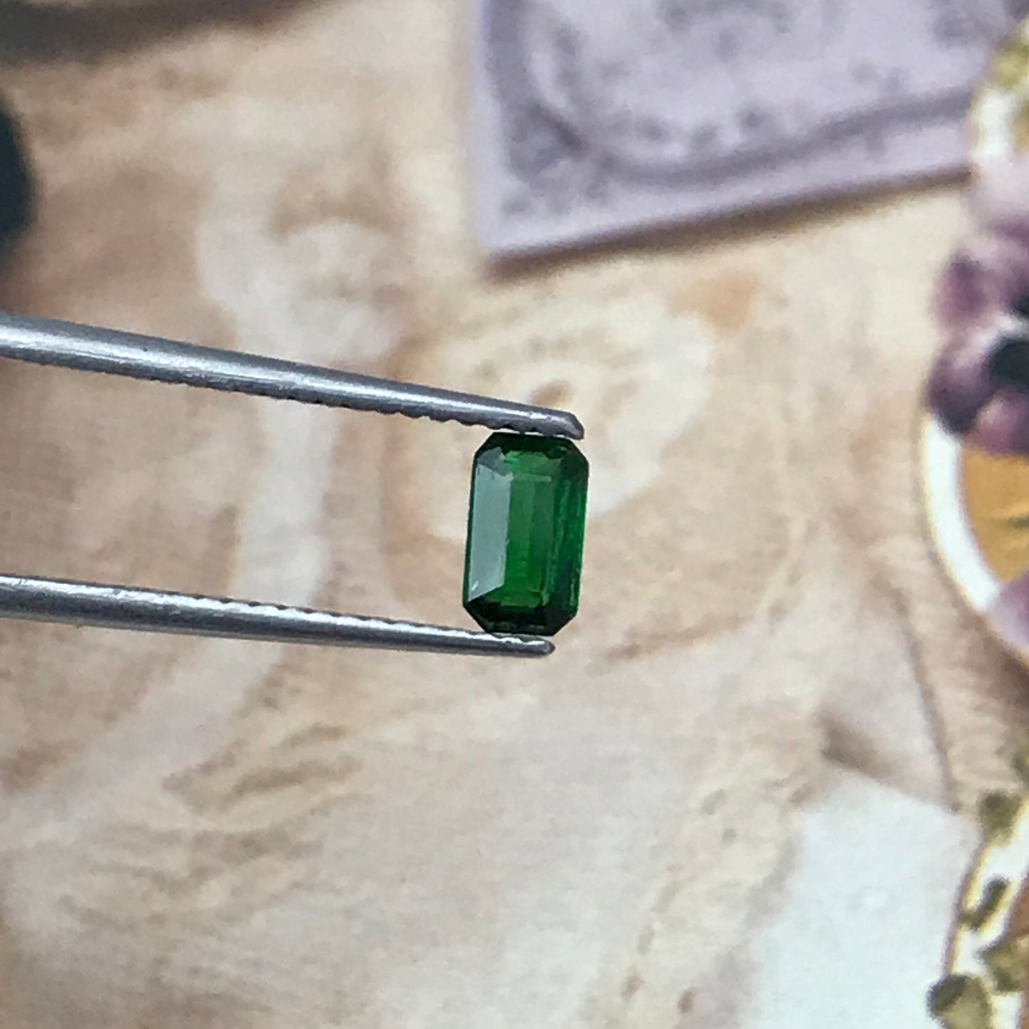Natural Deep Green Tsavorite Garnet 0.45 carat 5.7x3.2mm Emerald Cut, Faceted Loose Unmounted Gemstone for Jewelry, Emerald Alternative