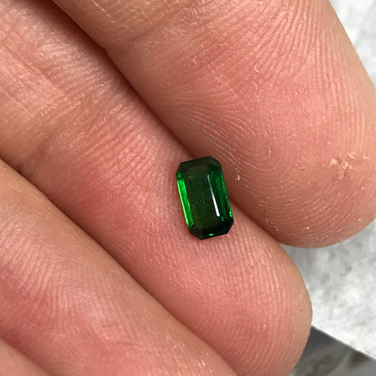 Natural Deep Green Tsavorite Garnet 0.45 carat 5.7x3.2mm Emerald Cut, Faceted Loose Unmounted Gemstone for Jewelry, Emerald Alternative