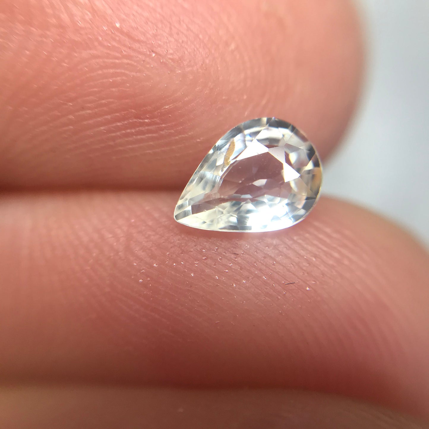 Natural Colorless Sapphire 0.77 carat 7x5 mm Pear Cut, Madagascar Light Yellow Sapphire, Almost White Sapphire, Faceted Loose Gems