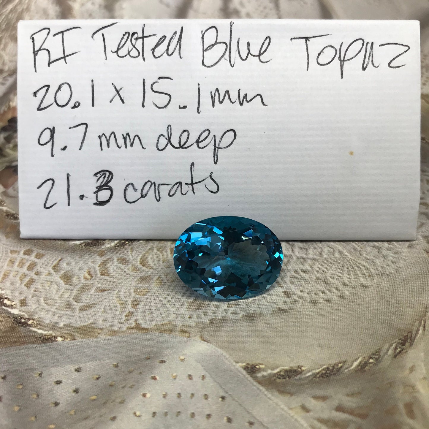 20x15mm Blue Topaz 21.3 Ct Oval Cut Loose Gem, Faceted Unmounted Blue Gemstone, December Birthstone, US Seller, Flowing Gems