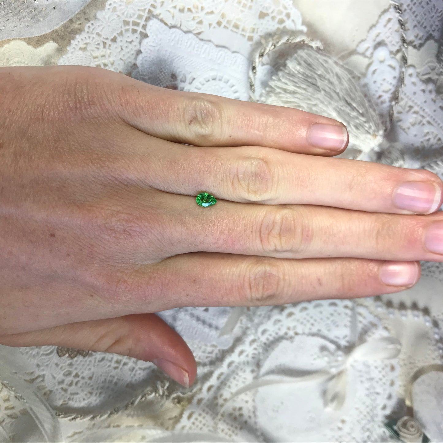 Green Tsavorite Garnet 0.57 carat 5.9x4.1mm Pear Cut, Wholesale Faceted Loose Unmounted Gemstone for Jewelry, Emerald look a like.