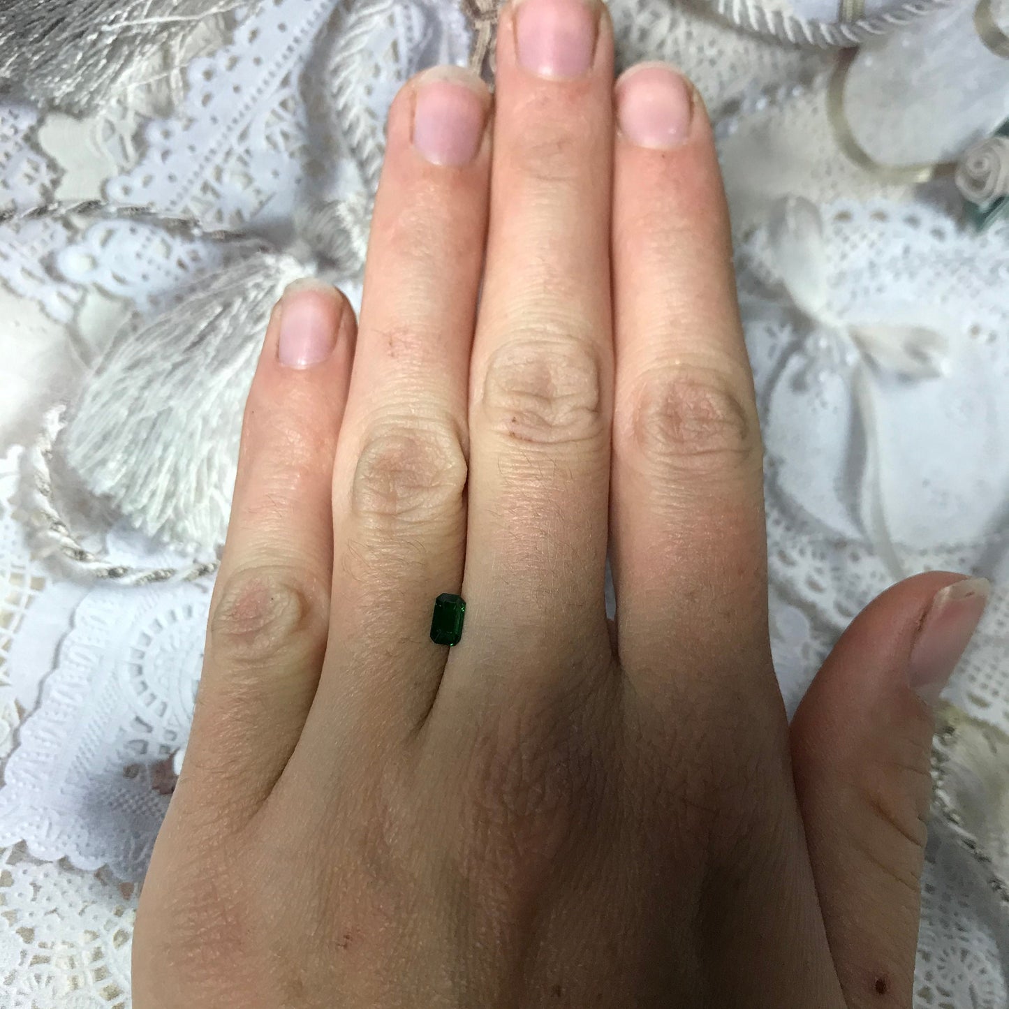 Natural Deep Green Tsavorite Garnet 0.45 carat 5.7x3.2mm Emerald Cut, Faceted Loose Unmounted Gemstone for Jewelry, Emerald Alternative