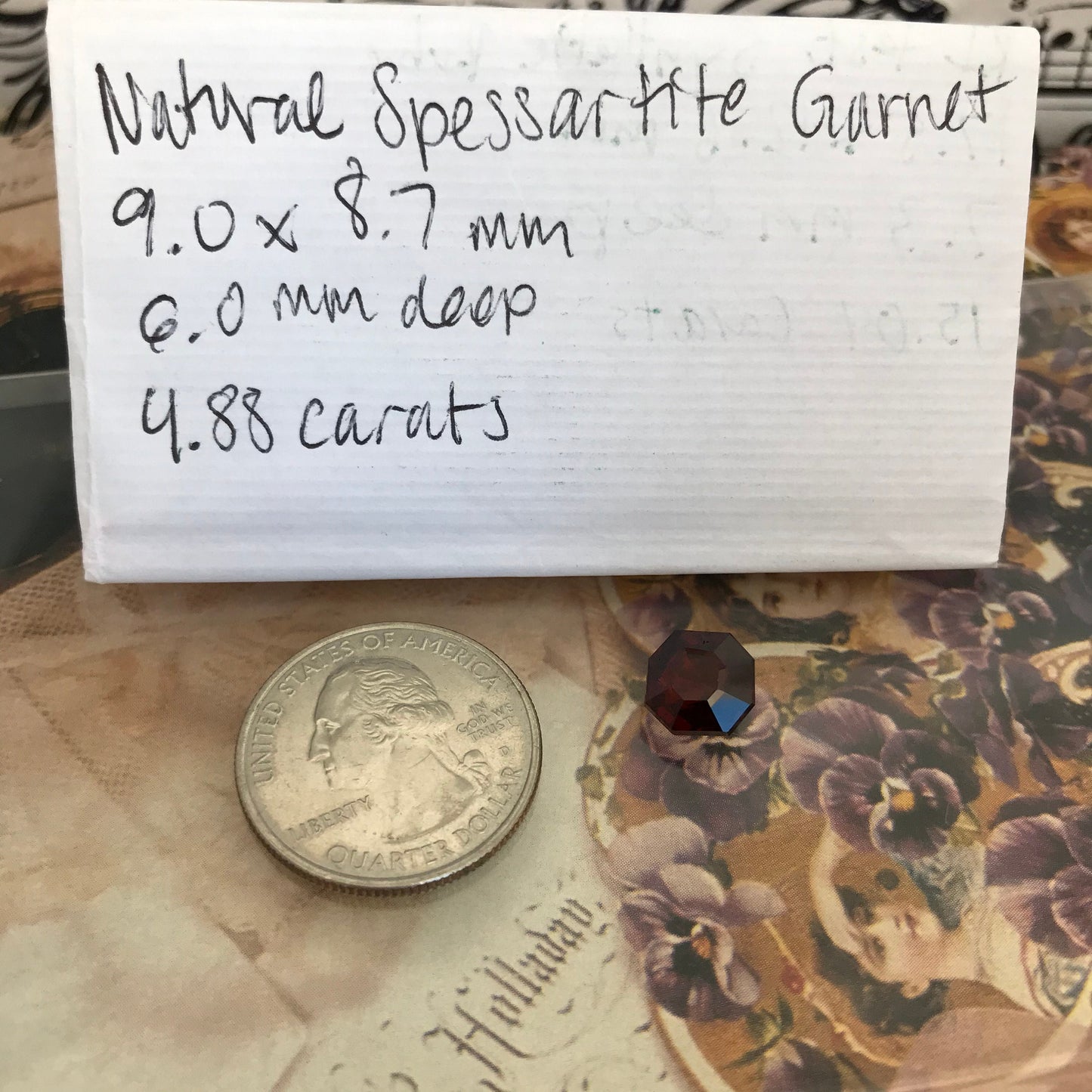 Natural Red Spessartite Garnet 4.88 carats 9mm Octagon Cut Faceted Loose Unmounted Gemstone for Jewelry Genuine Gem