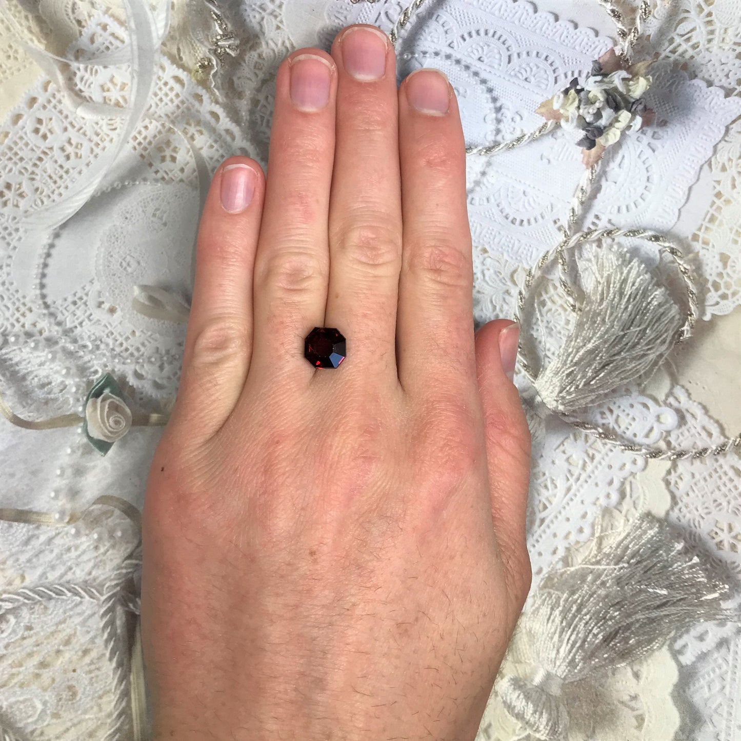 Natural Red Spessartite Garnet 4.88 carats 9mm Octagon Cut Faceted Loose Unmounted Gemstone for Jewelry Genuine Gem