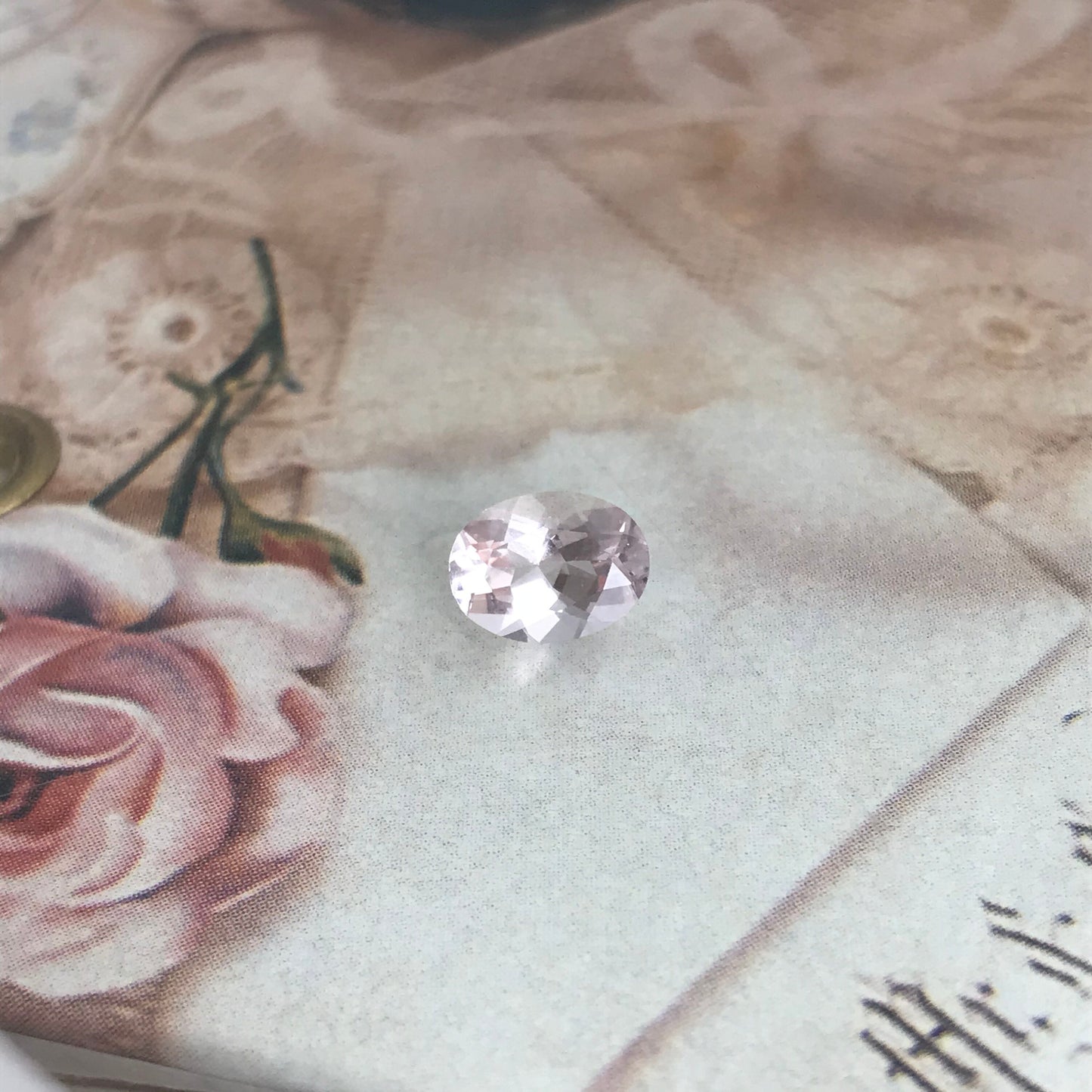 Morganite 1.09 carats 8x6 mm Oval Cut Peachy Pink Morganite, Faceted Loose Beryl Gemstone for Jewelry