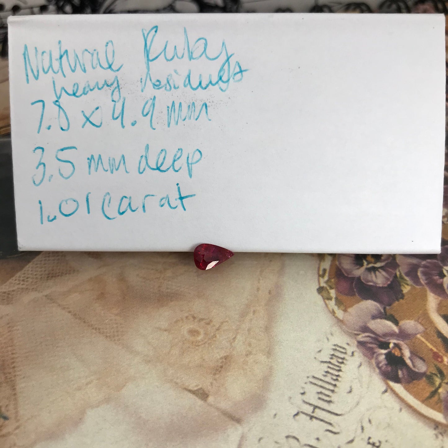 8x5mm Natural Ruby Heated with Residues 1 Carat, Pear Cut Gemstone Loose Faceted Corundum July Birthstone Treated Ruby