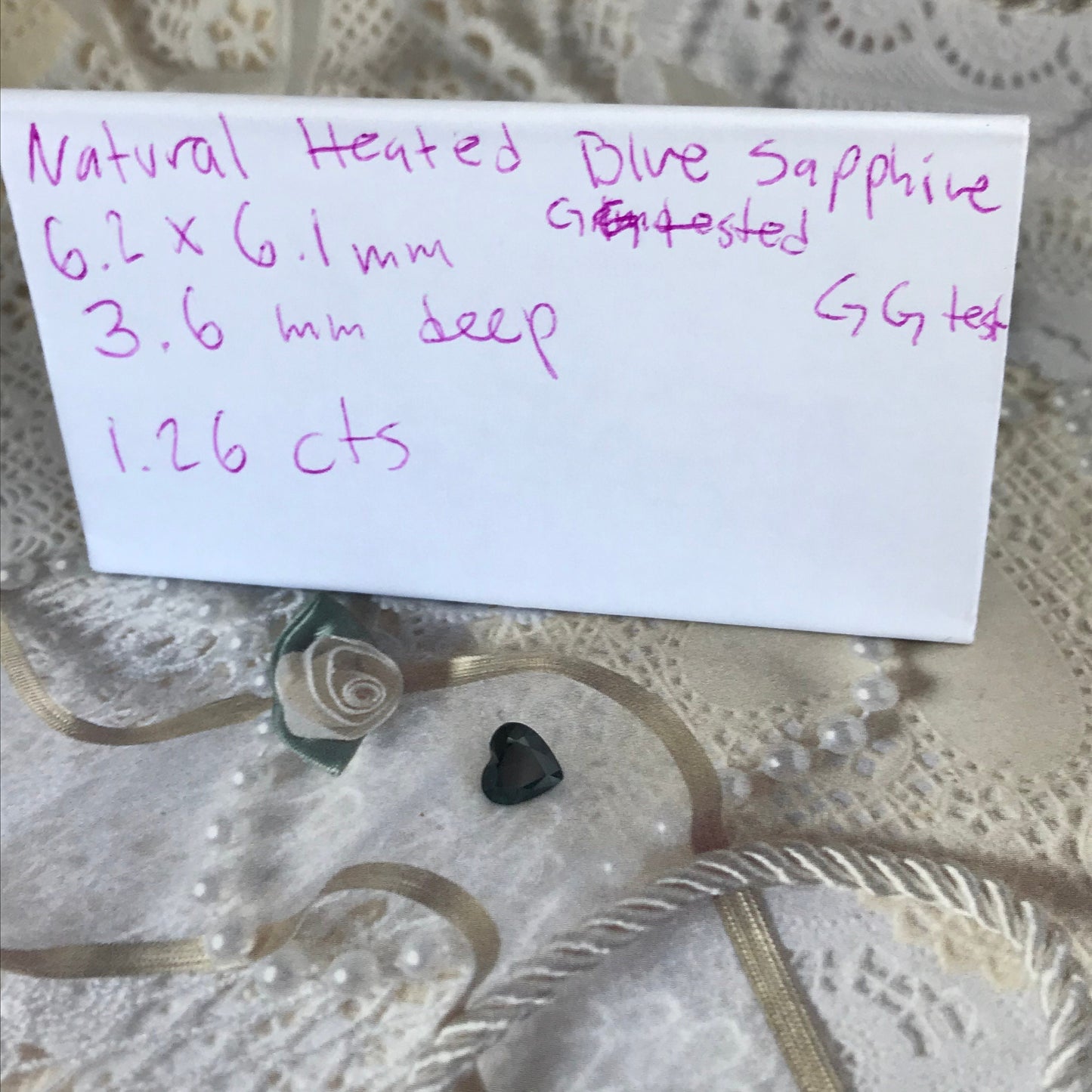 6mm Heart Sapphire Natural Dark Green -1.26 Carat- Faceted Loose Gem