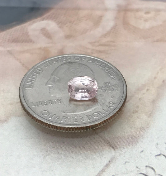 Natural Light Pink Sapphire 6.5x5.5mm 1.12 Carats Cushion Cut Corundum Faceted Loose Unmounted Gem, Earth Mined Sapphire