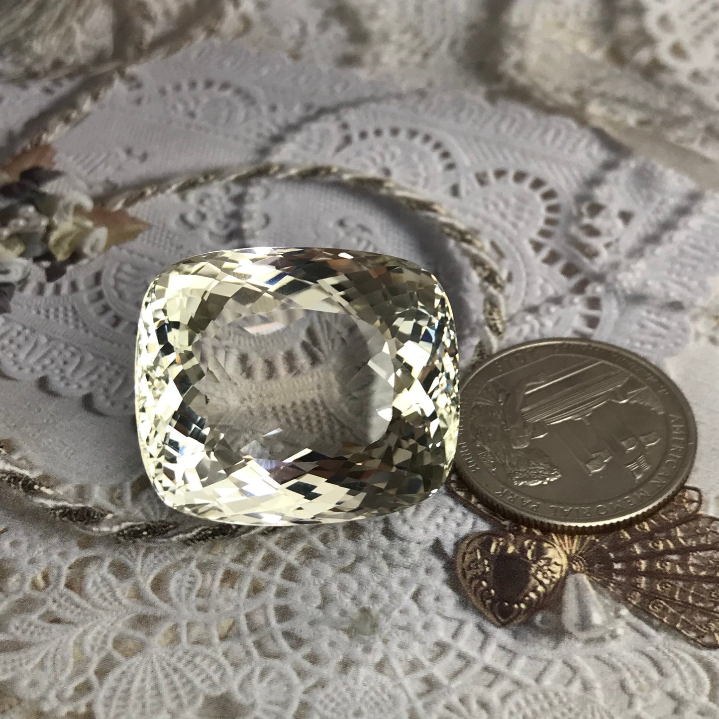 126 Carat Huge Natural Topaz 30x25mm Rectangle Cushion Cut Light Golden Yellow, Faceted Loose Unmounted Gemstone