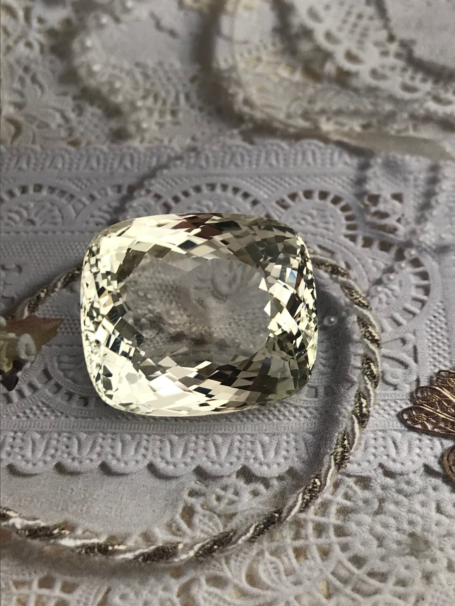 126 Carat Huge Natural Topaz 30x25mm Rectangle Cushion Cut Light Golden Yellow, Faceted Loose Unmounted Gemstone