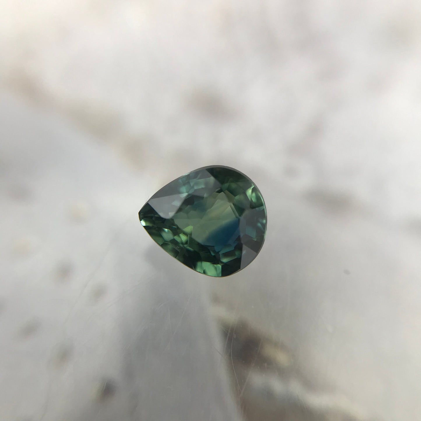 0.59 Carat Natural Bi-Color Sapphire 5.4x4.7mm Pear Corundum Faceted Loose Unmounted Gemstone Earth Mined Gem - US Seller - Peacock Sapphire