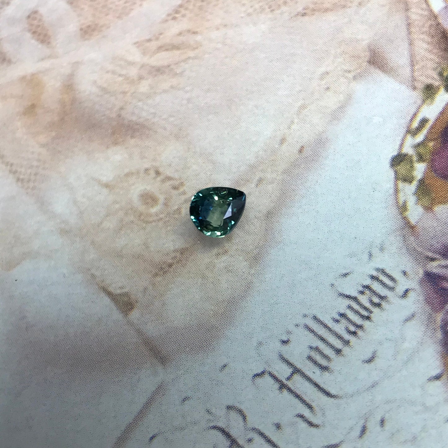 0.59 Carat Natural Bi-Color Sapphire 5.4x4.7mm Pear Corundum Faceted Loose Unmounted Gemstone Earth Mined Gem - US Seller - Peacock Sapphire