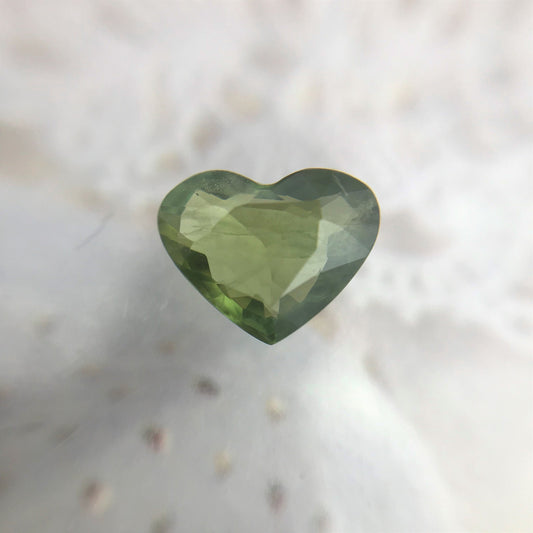 Natural Green Sapphire 8.6x6.8mm Heart Cut 1.63 Carat Faceted Loose Unmounted Gemstone Genuine Earth Mined Gem