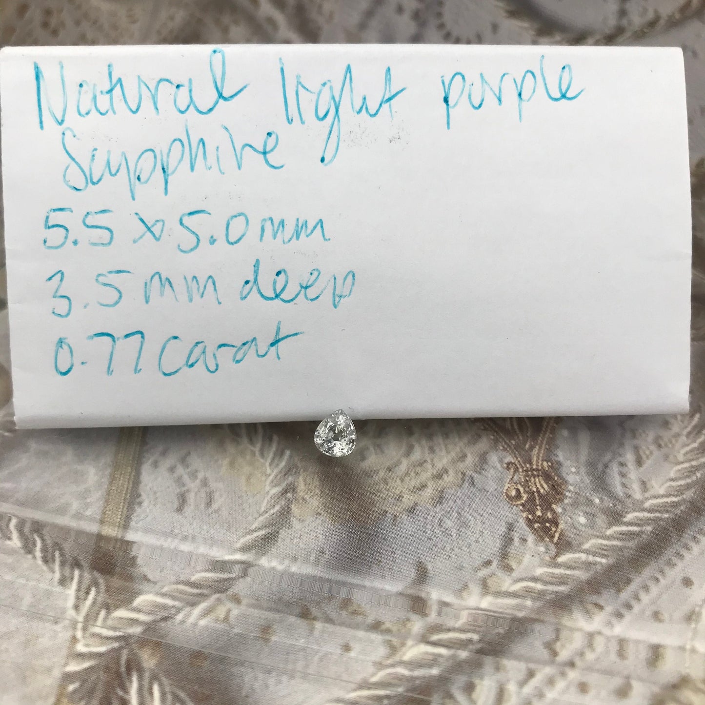 Natural Purple Gray Sapphire 0.77 carat 5.5 x 5 mm Pear Cut, Faceted Loose Gemstone Light Purple Unmounted Gem