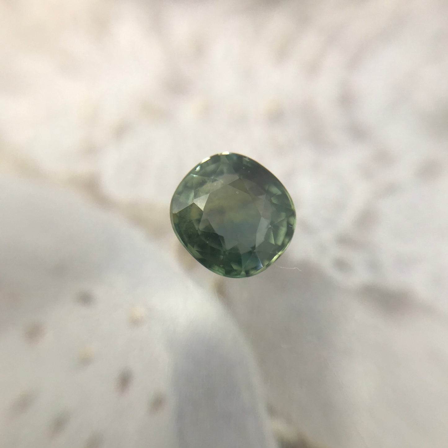 1.21 carat Natural Green Sapphire, 6x5.7mm Oval Cut Bluish Green Mermaid Sapphire