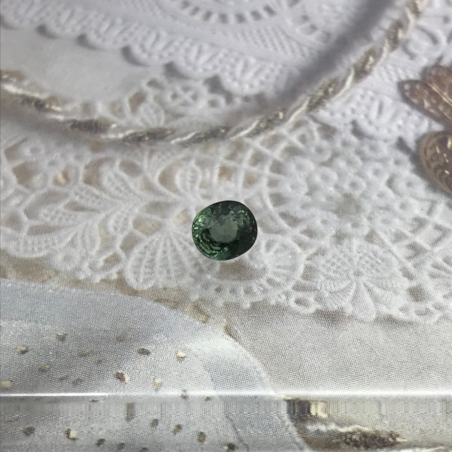 1.10 carat Natural Green Sapphire 5.7x5mm Oval Cut Faceted Loose Bluish Green Sapphire