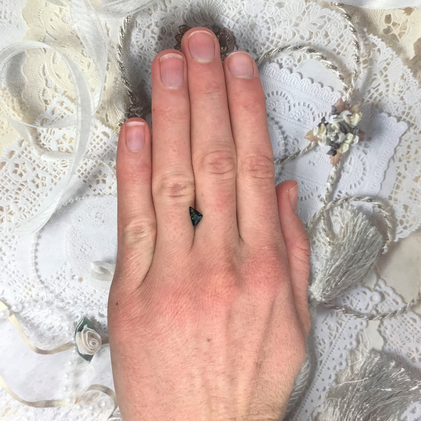 0.70 Carat Natural Sapphire 8x4.5mm - Green Blue Gemstone - Trillion Cut Corundum Gem Faceted Loose Unmounted