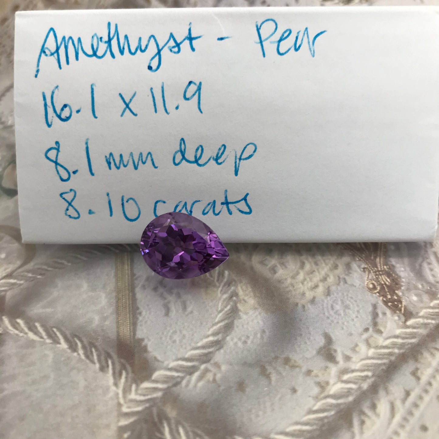 16x12mm Purple Amethyst 8 carat, Pear Faceted Gem Loose Gemstone