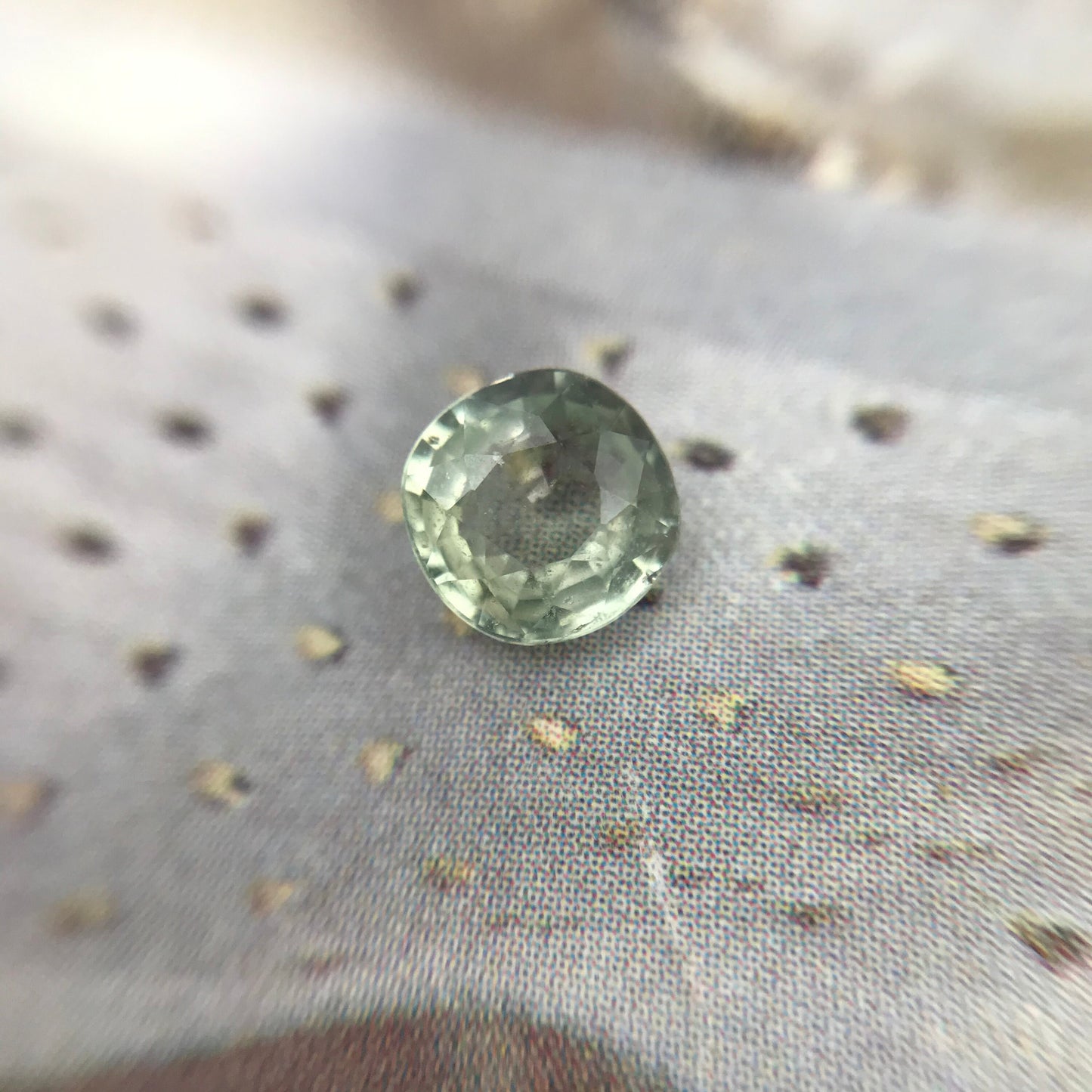 0.84 carat Natural Light Green Sapphire 5.5mm Cushion Cut, Loose Gem Unmounted Gemstone Faceted Stone Bluish Green Sapphire