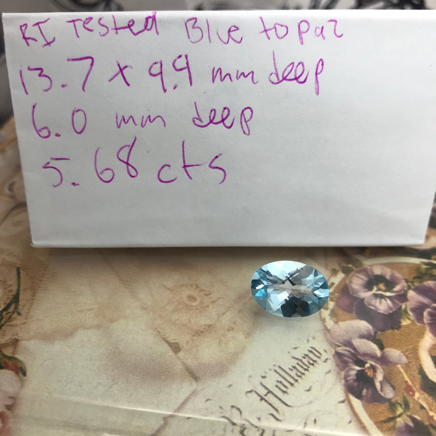 5.68 Carat Light Blue Topaz 13.7x10mm Oval Cut Loose Faceted Stone