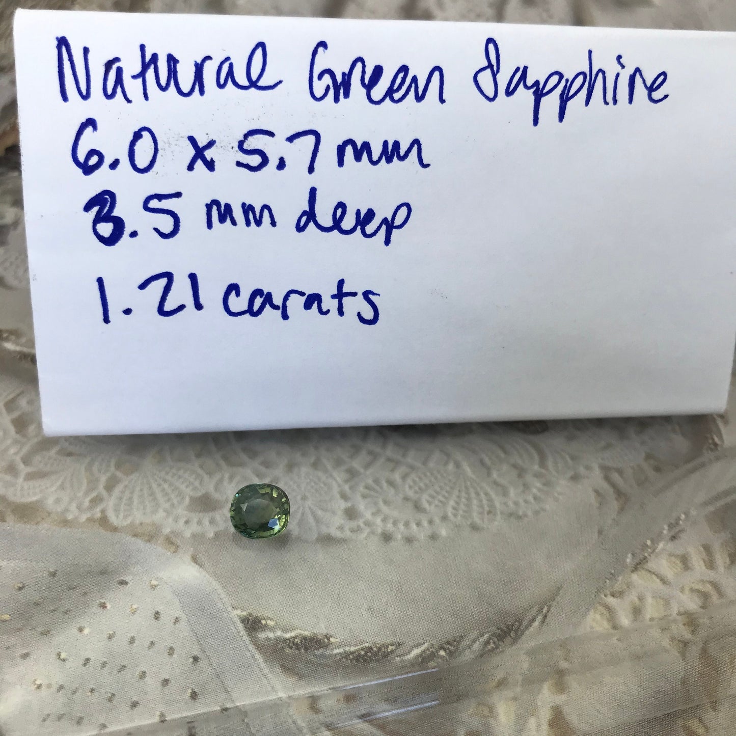 1.21 carat Natural Green Sapphire, 6x5.7mm Oval Cut Bluish Green Mermaid Sapphire