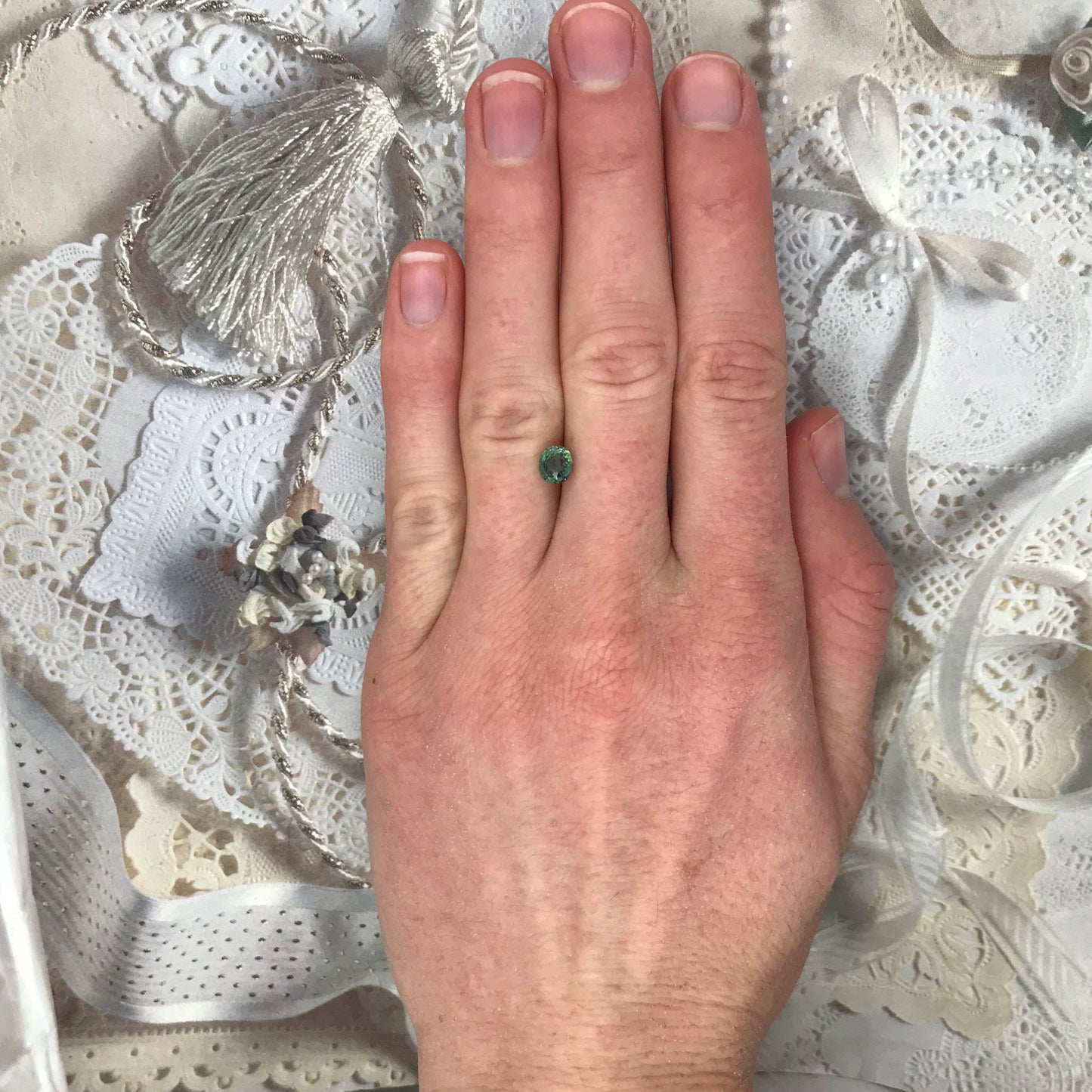 1.10 carat Natural Green Sapphire 5.7x5mm Oval Cut Faceted Loose Bluish Green Sapphire