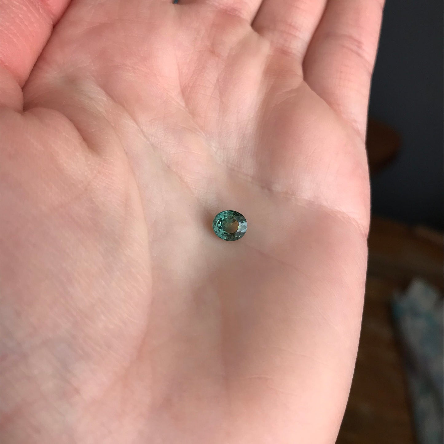 1 carat Natural Green Sapphire 6x5.3mm Oval Cut Corundum Faceted Loose Gemstone Stone Bluish Green